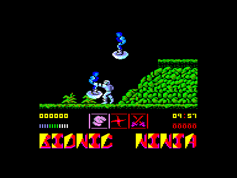 screenshot of the Amstrad CPC game Bionic ninja by GameBase CPC