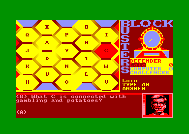 screenshot of the Amstrad CPC game Blockbusters by GameBase CPC