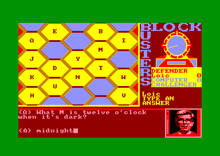 screenshot of the Amstrad CPC game Blockbusters by GameBase CPC