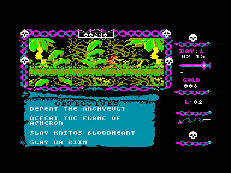 screenshot of the Amstrad CPC game Blood Valley by GameBase CPC