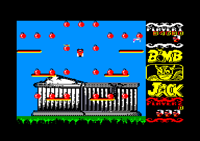 screenshot of the Amstrad CPC game Bomb Jack by GameBase CPC