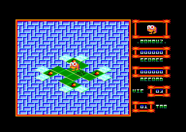 screenshot of the Amstrad CPC game Bombuz 3d by GameBase CPC