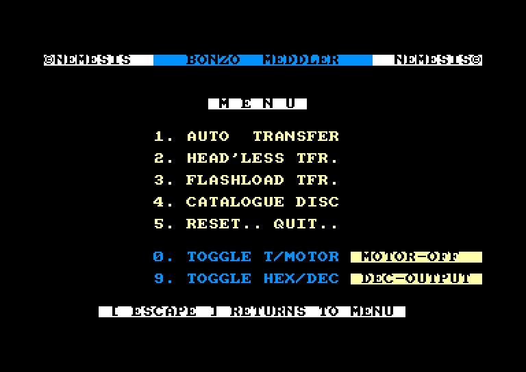 screenshot of the Amstrad CPC game Bonzo Super Meddler & Hack Pack by GameBase CPC