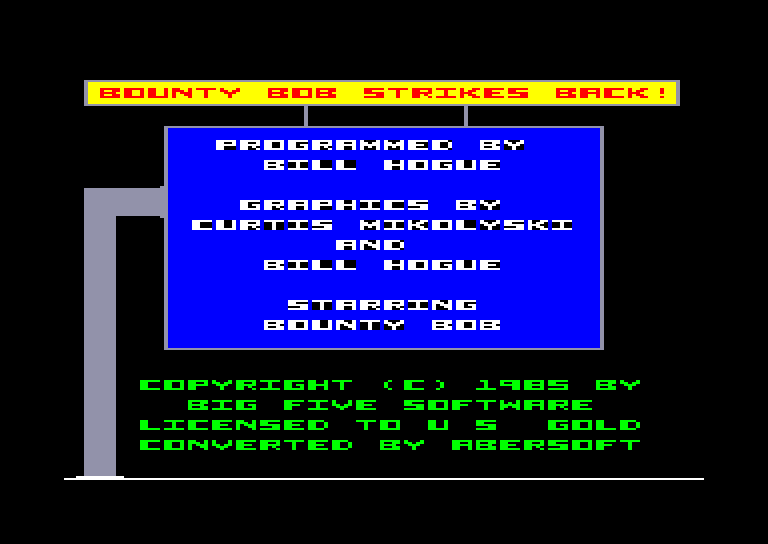 screenshot of the Amstrad CPC game Bounty Bob Strikes Back by GameBase CPC