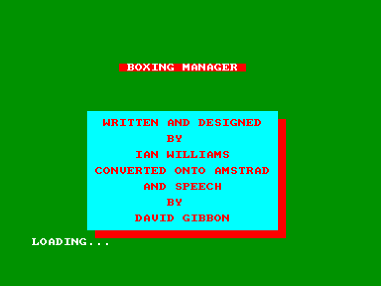 screenshot of the Amstrad CPC game Boxing manager by GameBase CPC