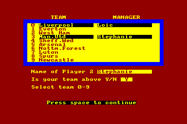 screenshot of the Amstrad CPC game Brian clough's football fortunes by GameBase CPC