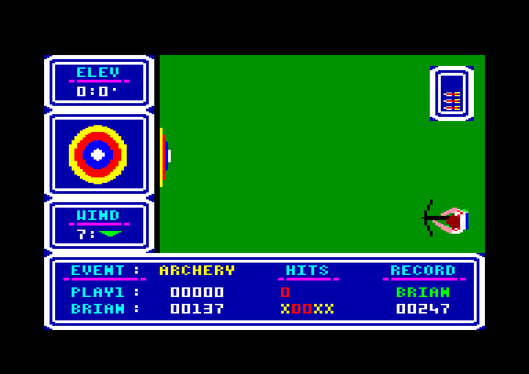 screenshot of the Amstrad CPC game Brian Jacks Superstar Challenge by GameBase CPC