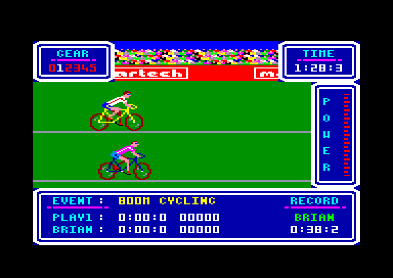 screenshot of the Amstrad CPC game Brian Jacks Superstar Challenge by GameBase CPC