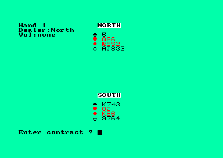 screenshot of the Amstrad CPC game Bridge Player 3 by GameBase CPC