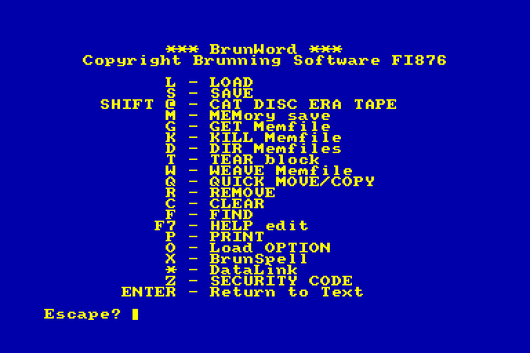 screenshot of the Amstrad CPC game Brunword 6128 by GameBase CPC