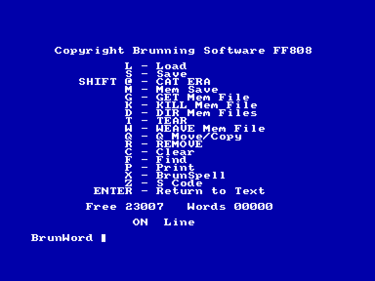 screenshot of the Amstrad CPC game Brunword 6128 by GameBase CPC