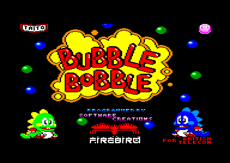 screenshot of the Amstrad CPC game Bubble Bobble by GameBase CPC