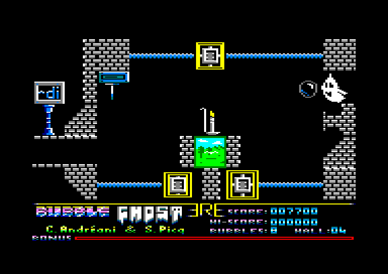 screenshot of the Amstrad CPC game Bubble ghost by GameBase CPC