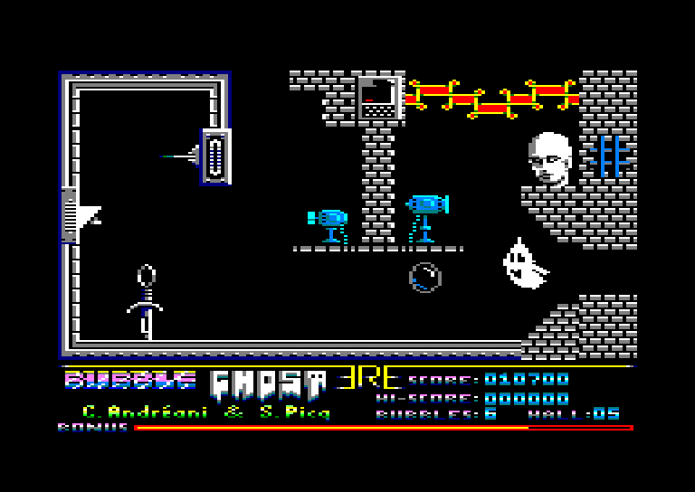 screenshot of the Amstrad CPC game Bubble ghost by GameBase CPC