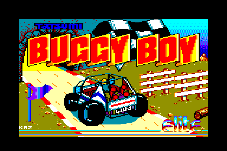 screenshot of the Amstrad CPC game Buggy Boy by GameBase CPC