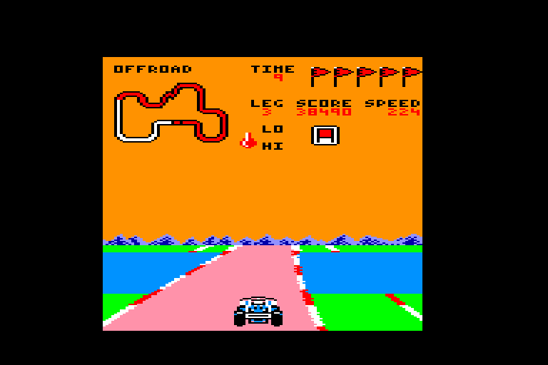 screenshot of the Amstrad CPC game Buggy Boy by GameBase CPC