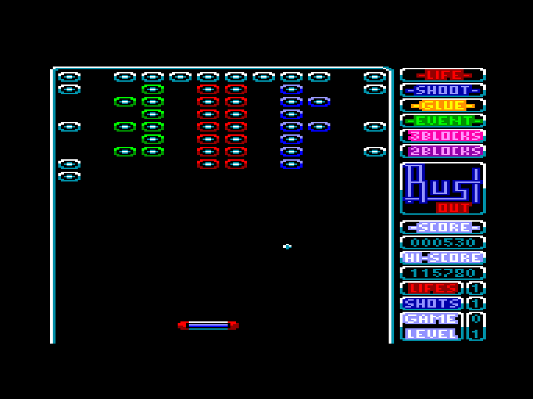 screenshot of the Amstrad CPC game Bustout by GameBase CPC