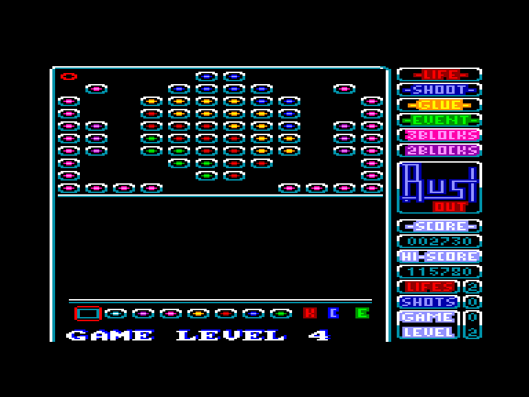 screenshot of the Amstrad CPC game Bustout by GameBase CPC