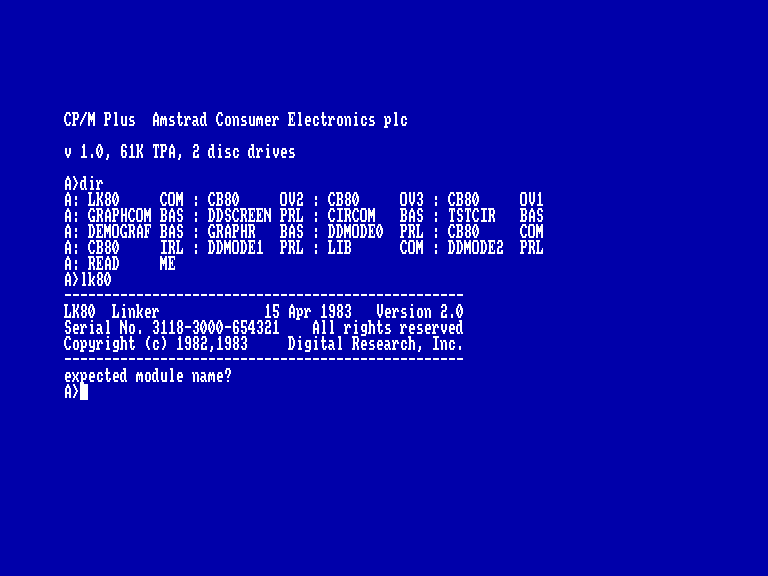 screenshot of the Amstrad CPC game CBasic Compiler by GameBase CPC