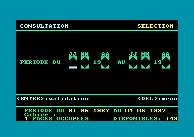 screenshot of the Amstrad CPC game Cahier de textes by GameBase CPC