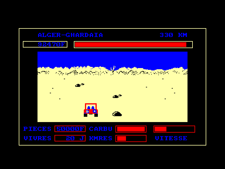 screenshot of the Amstrad CPC game Cap sur dakar by GameBase CPC