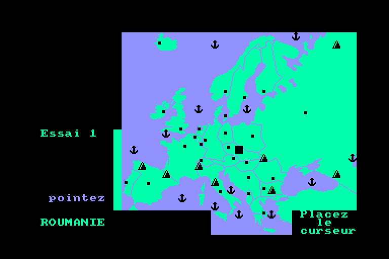 screenshot of the Amstrad CPC game Carte d'Europe by GameBase CPC