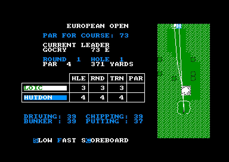 screenshot of the Amstrad CPC game Championship golf by GameBase CPC