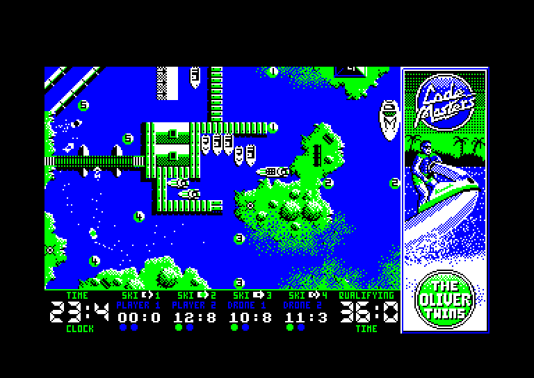 screenshot of the Amstrad CPC game Championship Jet Ski Simulator by GameBase CPC