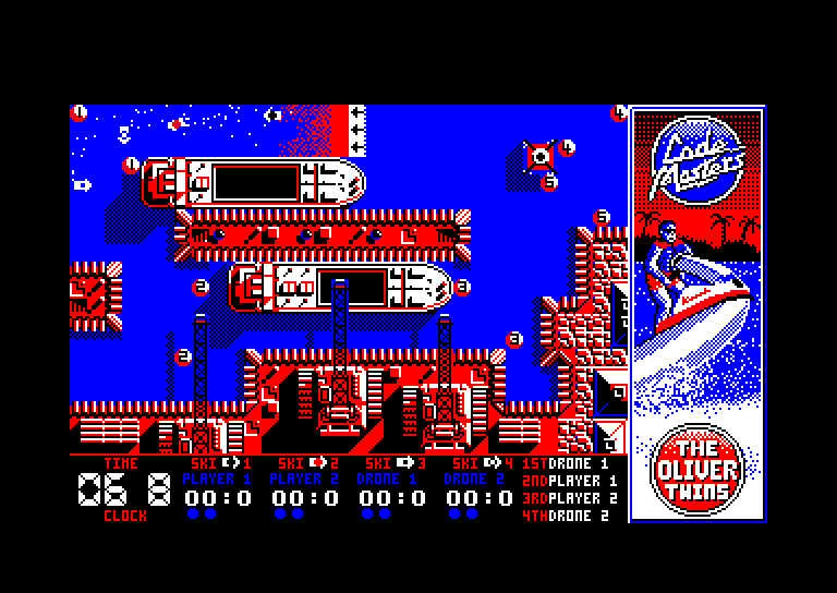 screenshot of the Amstrad CPC game Championship Jet Ski Simulator by GameBase CPC