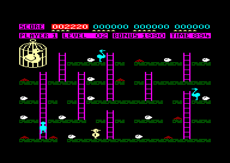 screenshot of the Amstrad CPC game Chuckie Egg by GameBase CPC