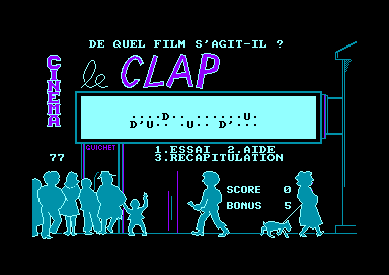 screenshot of the Amstrad CPC game Cine clap by GameBase CPC