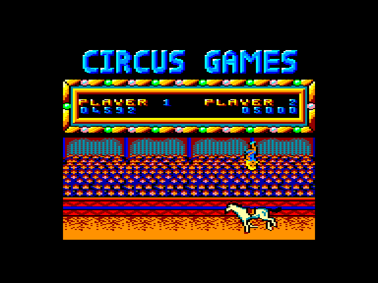 screenshot of the Amstrad CPC game Circus games by GameBase CPC