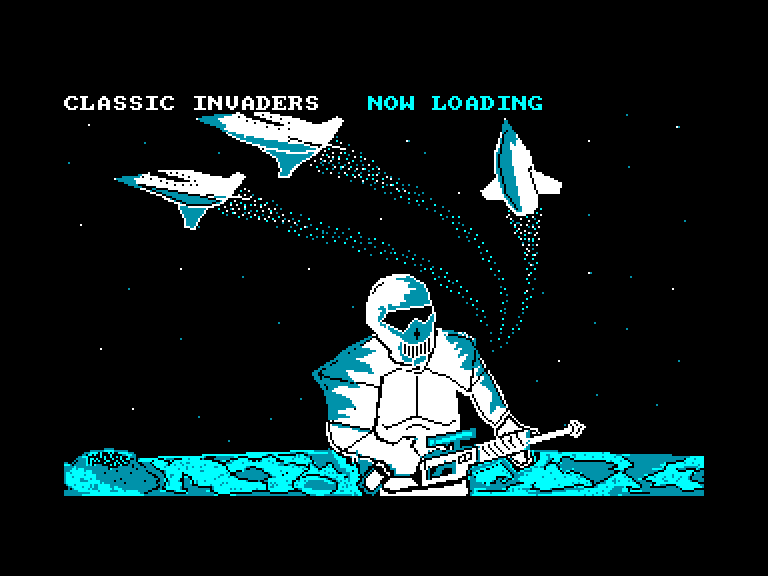 screenshot of the Amstrad CPC game Classic Invaders by GameBase CPC