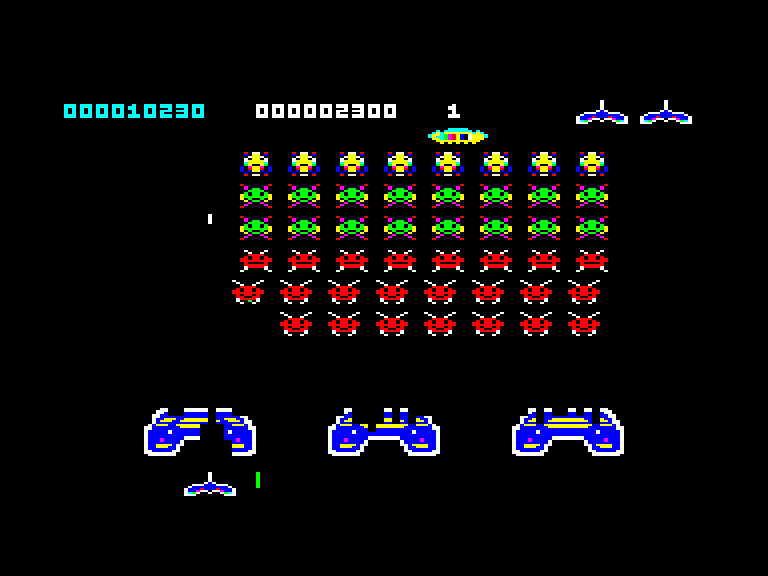 screenshot of the Amstrad CPC game Classic Invaders by GameBase CPC