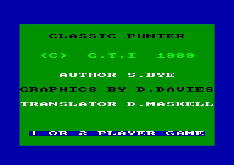 screenshot of the Amstrad CPC game Classic punter by GameBase CPC