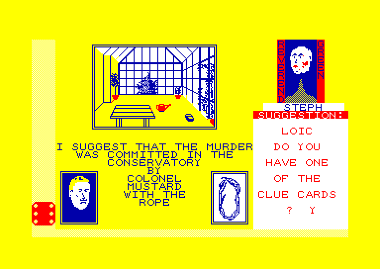 screenshot of the Amstrad CPC game Cluedo by GameBase CPC