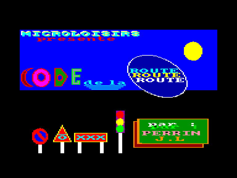 screenshot of the Amstrad CPC game Code de la route