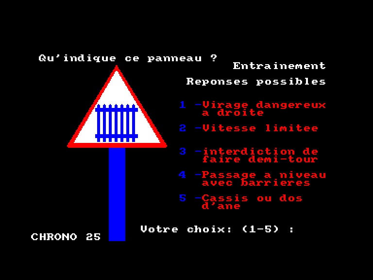 screenshot of the Amstrad CPC game Code de la route by GameBase CPC