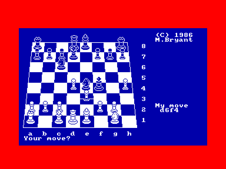 screenshot of the Amstrad CPC game Colossus Chess 4 by GameBase CPC