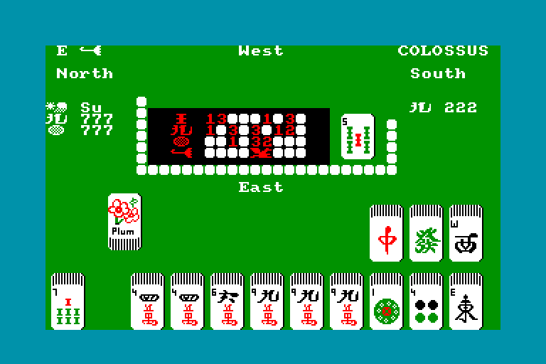 screenshot of the Amstrad CPC game Colossus mah jong by GameBase CPC