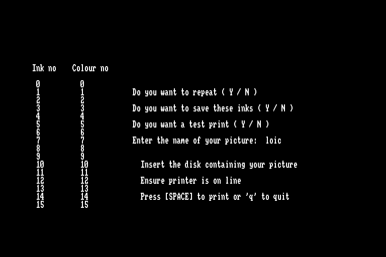 screenshot of the Amstrad CPC game Colourdump 3 by GameBase CPC