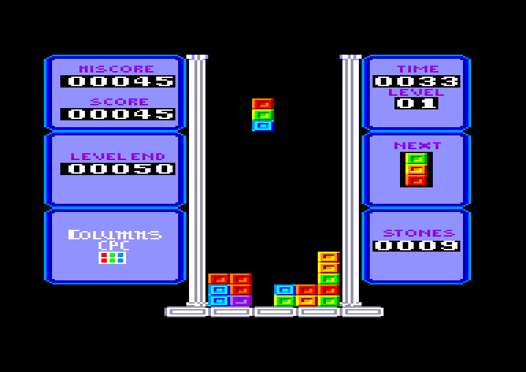 screenshot of the Amstrad CPC game Columns by GameBase CPC