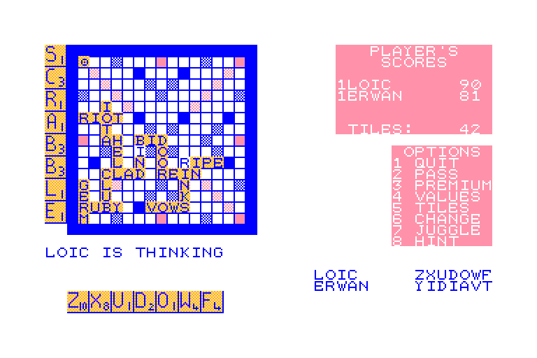 screenshot of the Amstrad CPC game Computer Scrabble by GameBase CPC