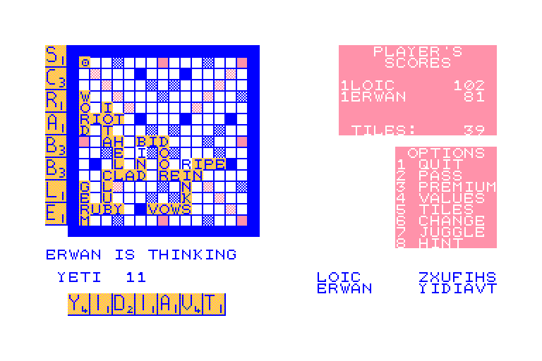 screenshot of the Amstrad CPC game Computer Scrabble by GameBase CPC