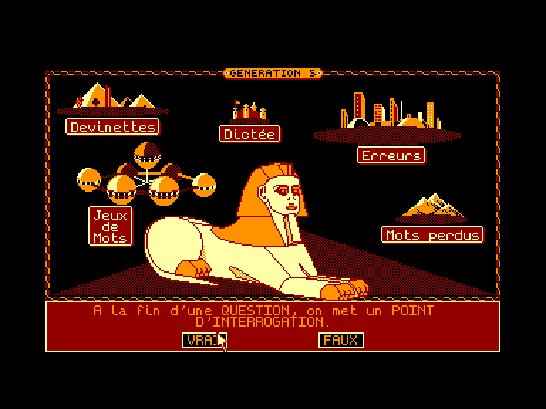 screenshot of the Amstrad CPC game Conquete de l'Orthographe CE1-CE2 by GameBase CPC