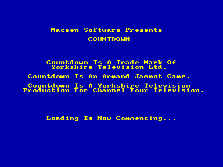 screenshot of the Amstrad CPC game Countdown by GameBase CPC