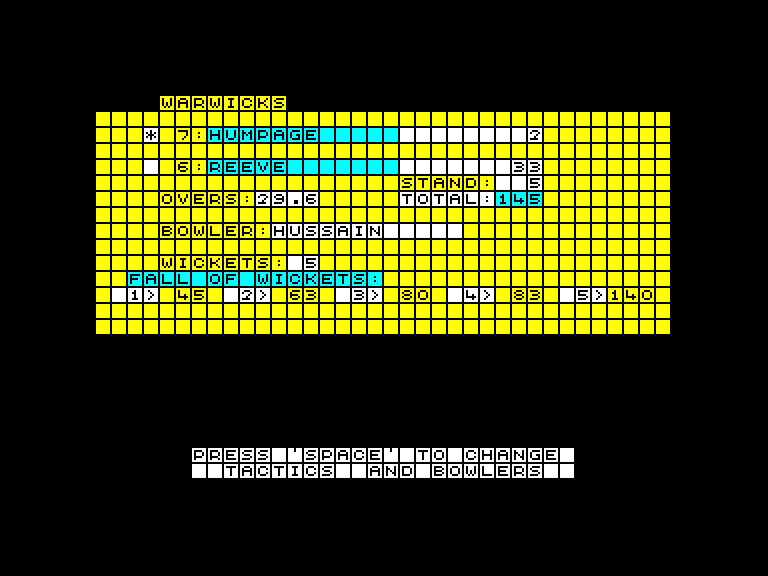 screenshot of the Amstrad CPC game County cricket by GameBase CPC