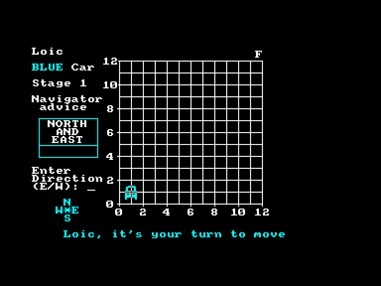 screenshot of the Amstrad CPC game Course a la boussole (la) by GameBase CPC