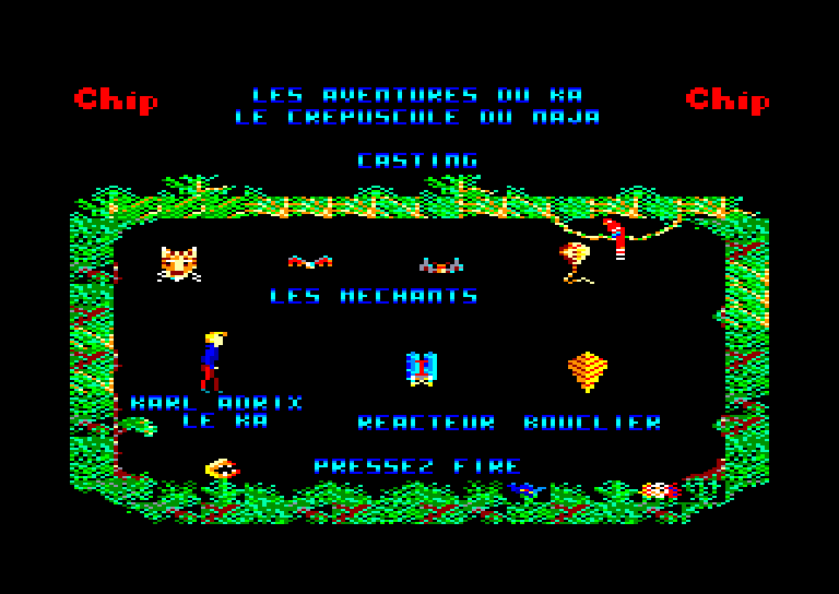 screenshot of the Amstrad CPC game Crépuscule du Naja (le) by GameBase CPC