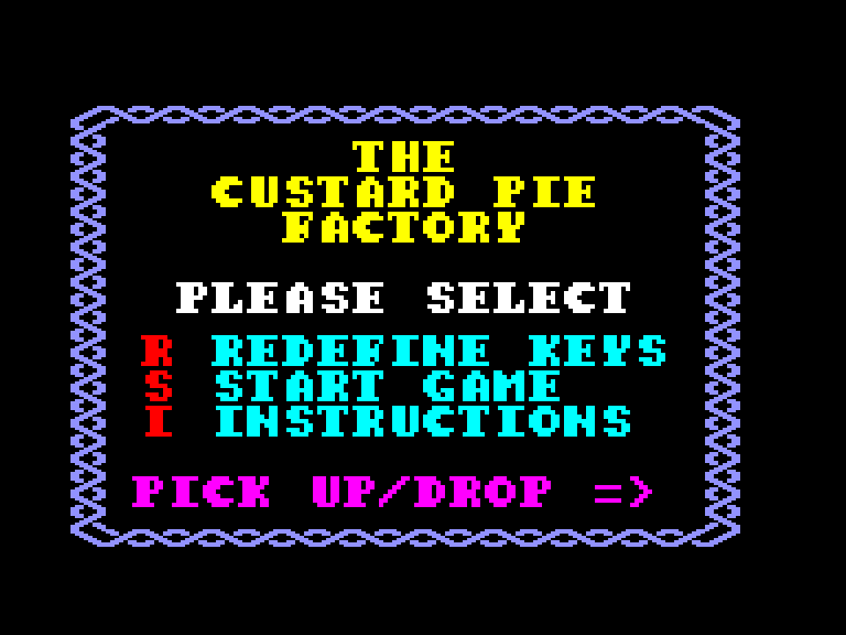 screenshot of the Amstrad CPC game Custard pie factory (the) by GameBase CPC